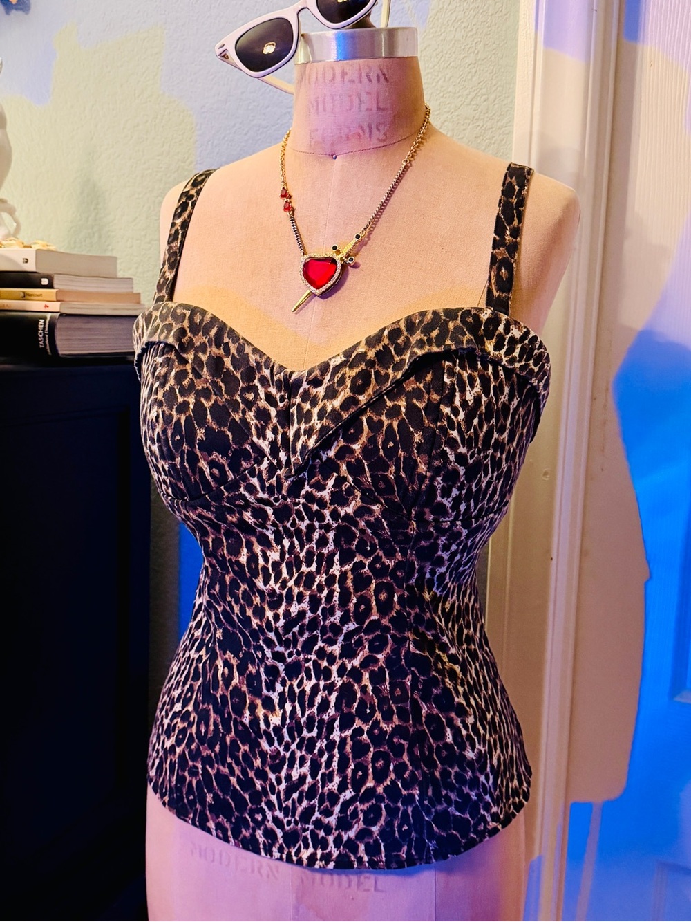 Leopard Man Eater Vixen top by Micheline Pitt, Large